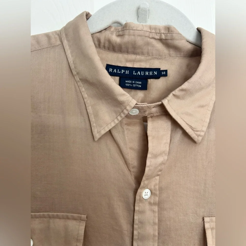 Ralph Lauren Boys Beige Casual Button-Down Shirt size 14